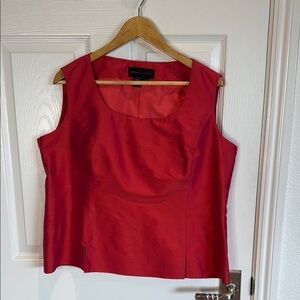 Nina Mclemore Red Fitted silk Sleeveless Tank Top